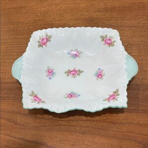 Shelley Fine Bone China Floral Square Rosebud England Ceramic Trinket Soap Dish